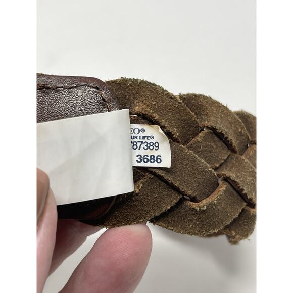 AEO American Eagle Outfitters Brown Braided Belt Men Sz Small Silver Tone Buckle - Picture 7 of 8